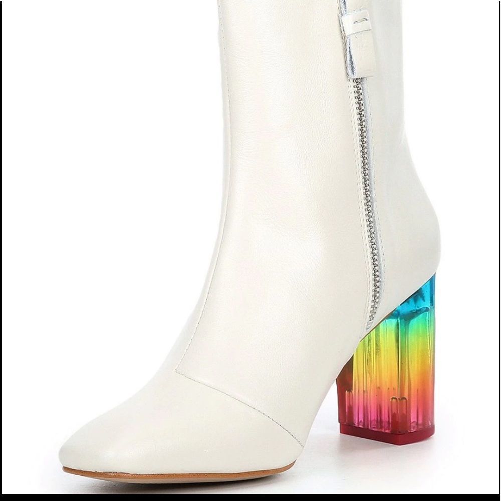New Kurt Geiger London, the Rainbow Leather Block Heel Booties - Picture 3 of 5